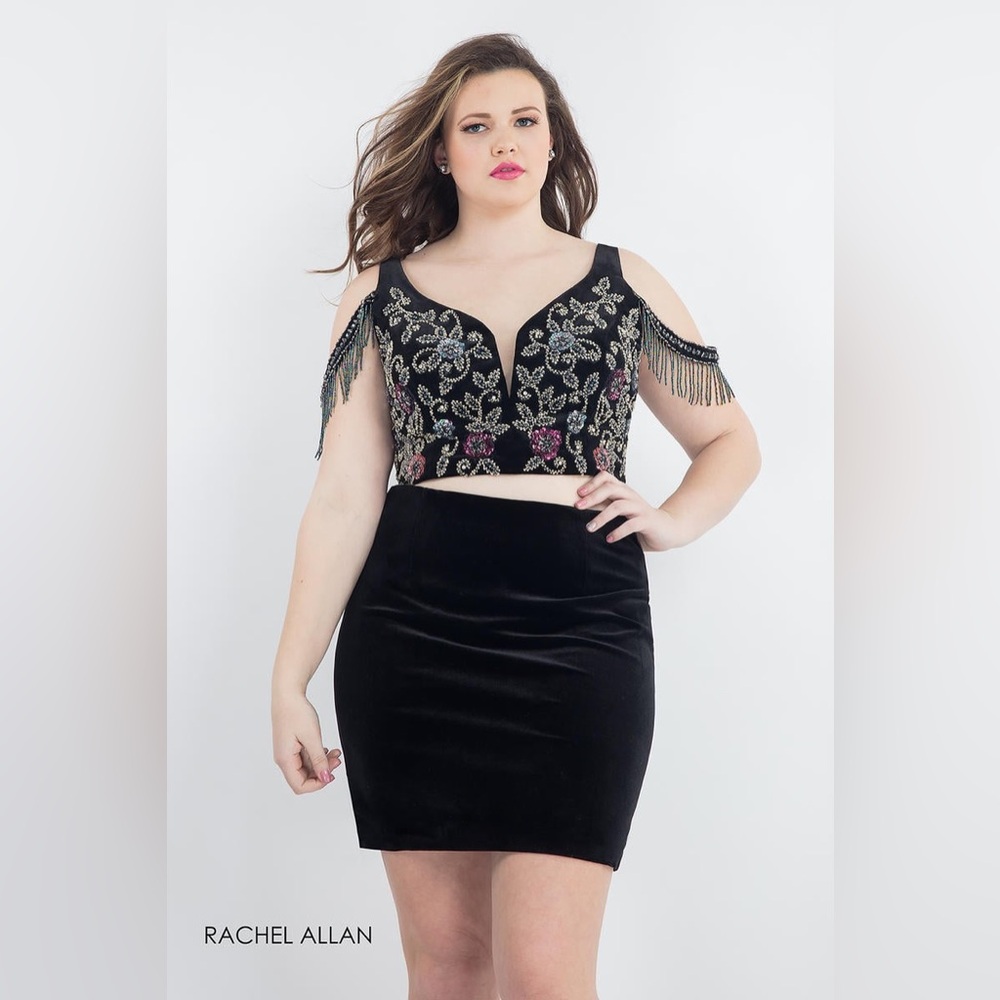 🌟5x Host Pick🌟Black Rachel Allan Velvet Two Piece Dress